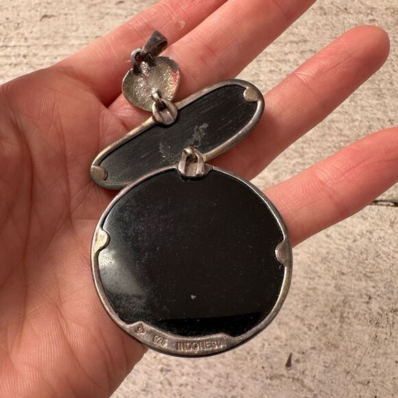 Vintage Sterling Silpeda Soursop Leaf Pendant - Picture 6 of 6